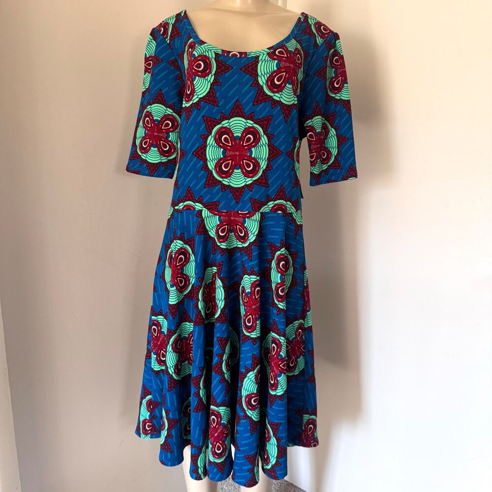 LuLaRoe Nicole Floral Multicolor Dress Short Sleeve Plus Size Artsy Size 3XL